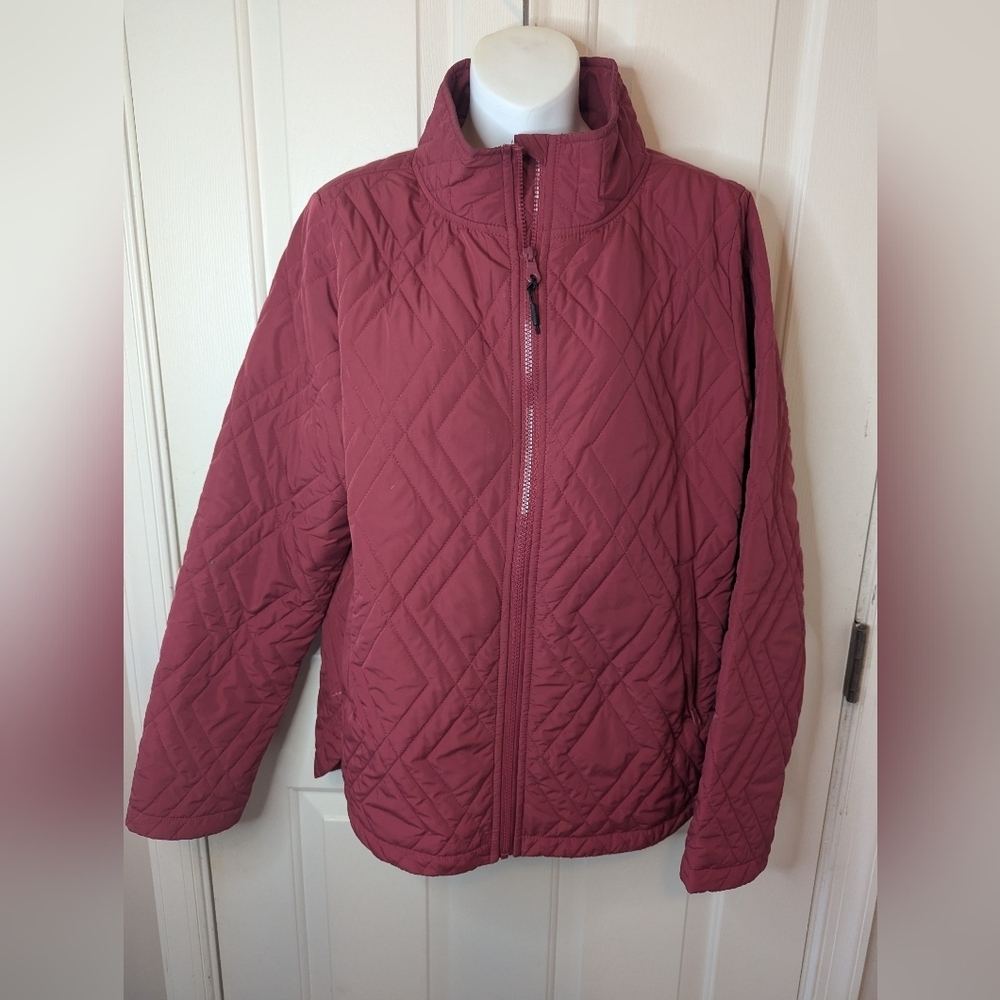Voyager Ladies' Quilted Lightweight Jacket Size Large Dark Pink, Zip Up Jacket